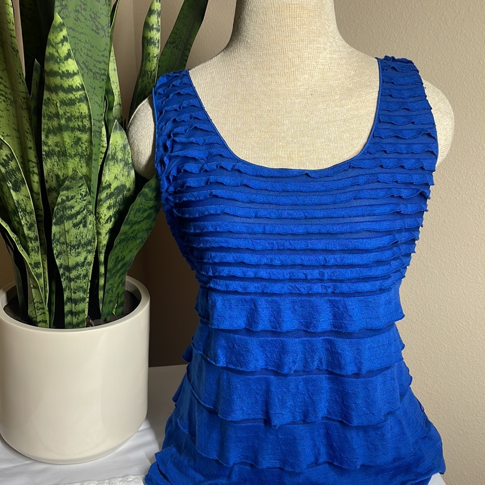 Max Studios Bright Blue Ruffle top